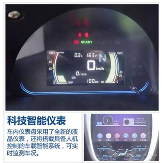 江铃新微型电动汽车e200:仪表盘