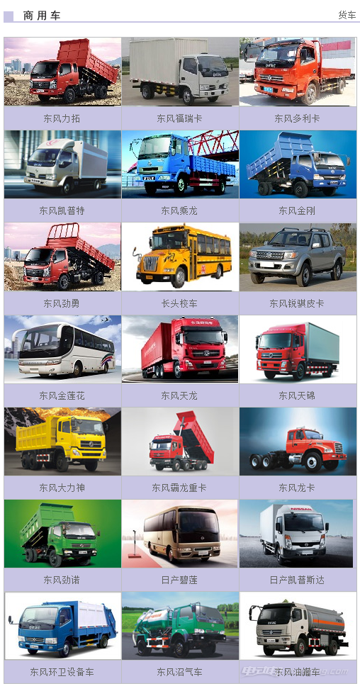 东风汽车的全部车型