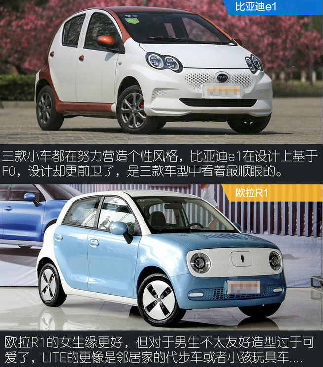 外观:比亚迪e1最讨喜,欧拉r1才是女生最爱