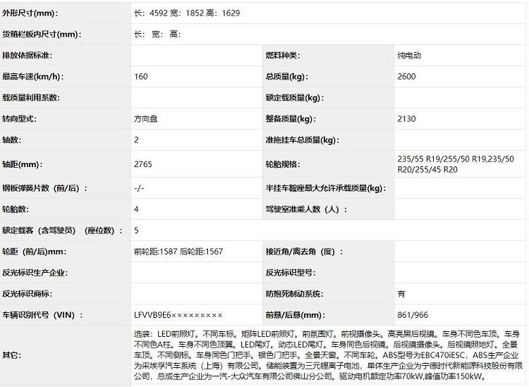 年内上市 续航500公里 一汽-大众ID.4 CROZZ车型申报信息曝光