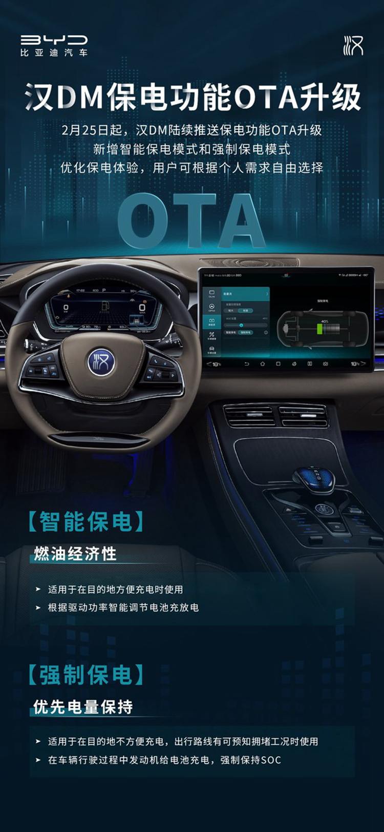 比亚迪汉dm开启保电功能ota升级