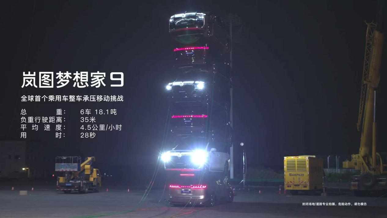 岚图梦想家9完成全球首个乘用车整车承压移动挑战