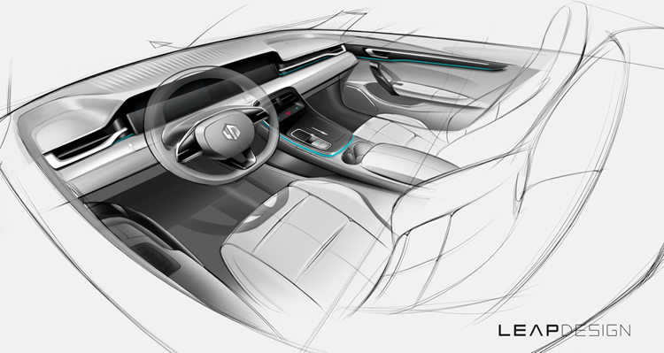 近日,零跑汽车首次对外公布首款量产车型s01的全新内饰手绘图,整个